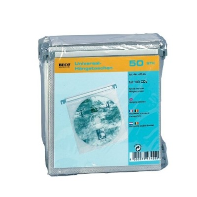 50 H&auml;ngetaschen f&uuml;r je 2 CDs, eingeschrumpft, BECO 488.25