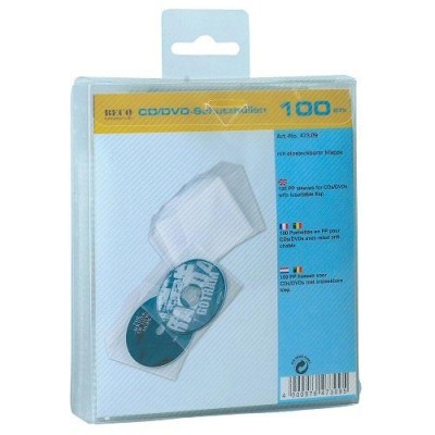 100 Stck. CD/DVD-Schutzh&uuml;llen mit einsteckbarer Klappe, BECO 473.09