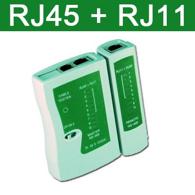 Netzwerkkabel-Tester f&uuml;r RJ11 und RJ45 / Cat.5 Cat.6