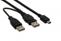USB Mini-Y-Kabel, InLine�, 2x Stecker A an Mini-B Stecker (5pol.), 1,0m