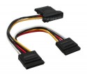 SATA Stromadapterkabel, InLine�, SATA St/Bu an 2x SATA St, 15cm