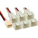 L�fter Adapterkabel, InLine�, 3-pin Molex Bu. an 6x 3-pin Molex St.