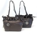 Leder Handtasche, E&E RL-hochwertig, schwarz