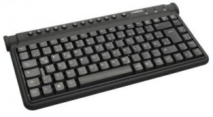 Tastatur, Mini, Perixx PERIBOARD-402 H DE, USB, mit 2-Port Hub, schwarz