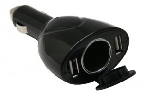 USB Power-Adapter, 12V -> 5V, KFZ-auf 2x USB, 1000mA, schwarz