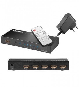 HDMI Umschaltbox 5 IN / 1 OUT, mit Fernbedienung AVS 40 HDMI� REMotorolaE SWITCH 5IN/1OUT