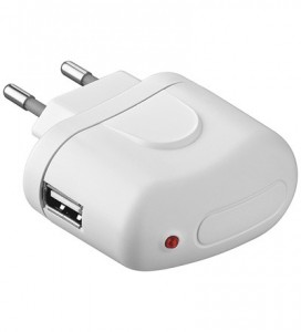 USB Lade-Adapter 230V -> USB (0, 5A), Reiseladeadapter (weiss)