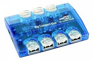 USB 2.0 HUB,  Big Compact blue , 7-Port