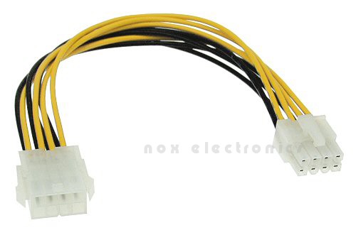 Strom Verl&auml;ngerung intern, InLine&reg;, Netzteil -> Mainboard 8pol. St/Bu, 20cm