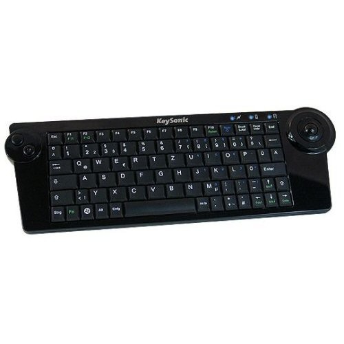 Tastatur, KeySonic KSK-3200 RF, wireless, schwarz, super mini, Trackball, USB, 2,4GHz