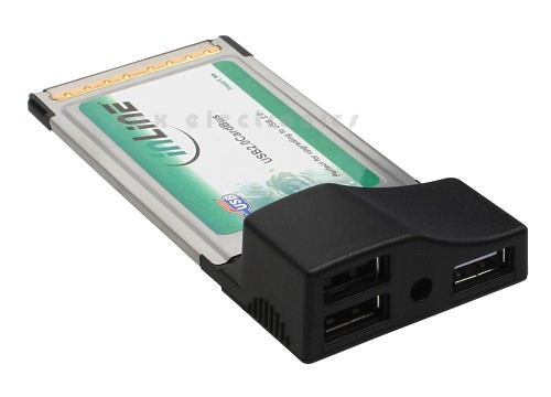 PCMCIA USB 2.0, InLine&reg;, 3-fach Karte 32Bit-Cardbus